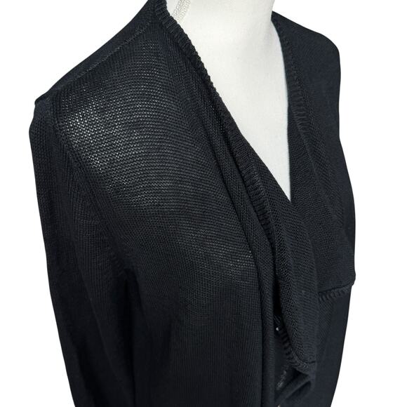 TALBOTS Sweater Womens M Black Open Front Cardigan 100% Linen Natural Fiber - Picture 7 of 10